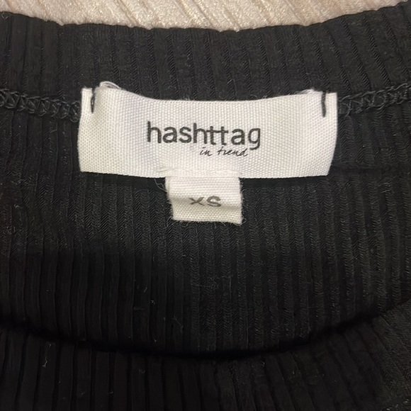 Girls XS long sleeve cotton cropped reverse V top BLACK - Picture 2 of 2